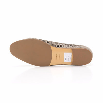 Stone Grey and Coral Leather Heart Shaped Ballet Flat