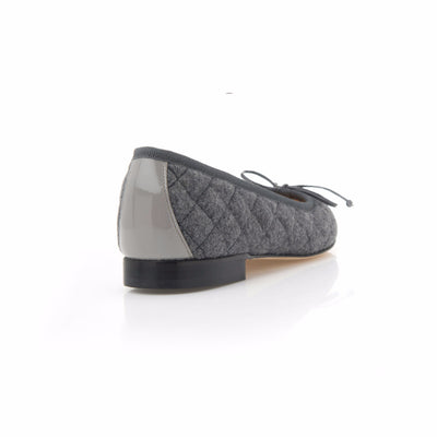 Grey Quilted Flannel Ballet Flat