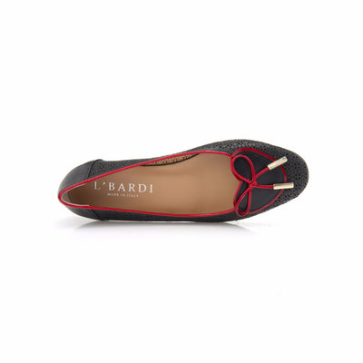 Black and Red Patent Leather Heart Shaped Ballet Flat