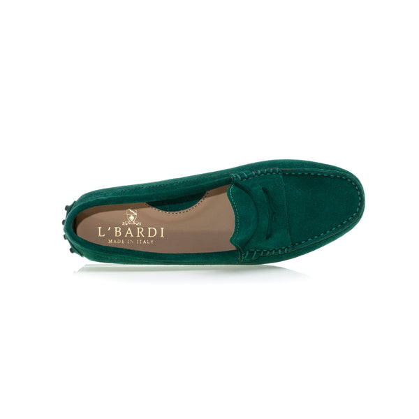 Women's Emerald Green Suede Loafers L'bardi Women's Emerald Green Suede Loafers L'bardi
