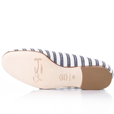 Navy Stripe Smoking Slippers