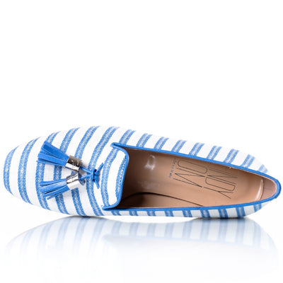 Azure Stripe Smoking Slippers