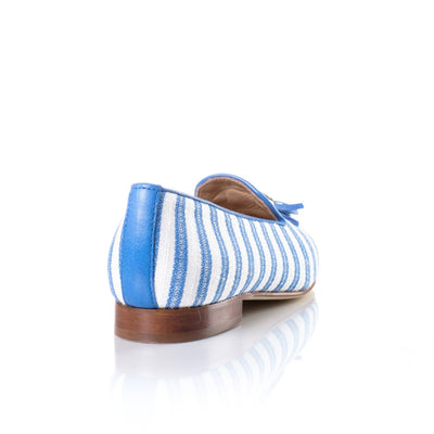 Azure Stripe Smoking Slippers