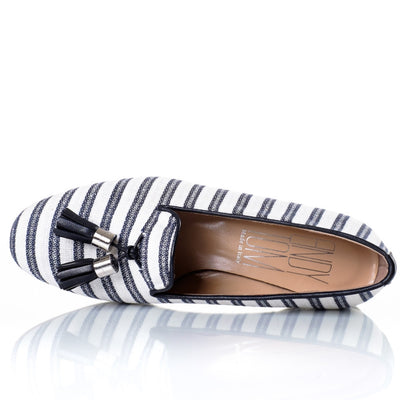 Navy Stripe Smoking Slippers
