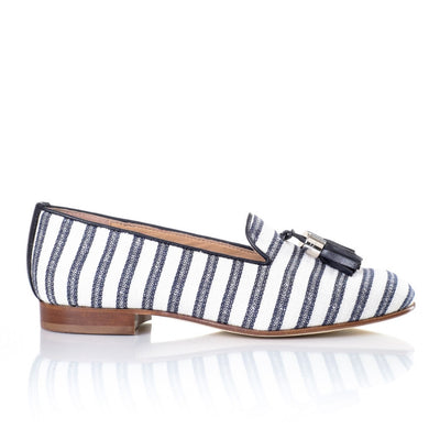 Navy Stripe Smoking Slippers