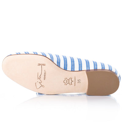 Azure Stripe Smoking Slippers