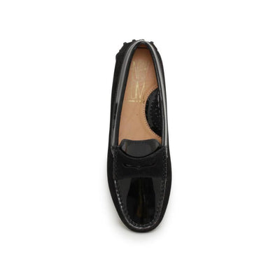 Black Suede with Patent Leather Accents