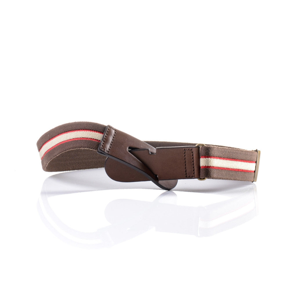 Riga belt - Chocolate brown, Cream & Red