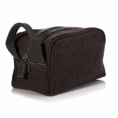 Bordeaux Washed Canvas and Pebble Leather Shaving Bag