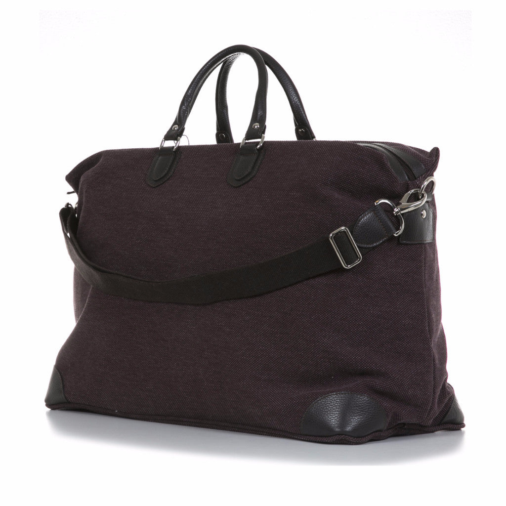 Bordeaux Washed Canvas and Pebble Leather Weekender