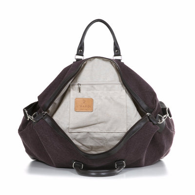 Bordeaux Washed Canvas and Pebble Leather Weekender