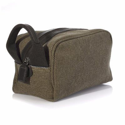 Desert Sand Washed Canvas and Pebble Leather Shaving Bag