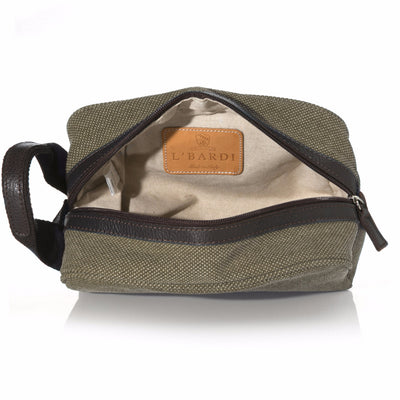 Desert Sand Washed Canvas and Pebble Leather Shaving Bag