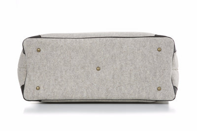 Ivory Wool Felt and Pebble Leather Weekender