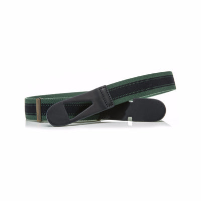 Riga belt - Emerald Green with Large Navy Stripe