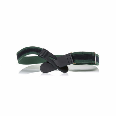 Riga belt - Emerald Green with Large Navy Stripe