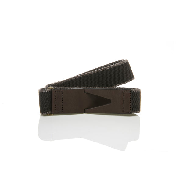 Riga belt - Espresso Twill with Bordering Brown Stripes