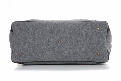 Stone Grey Wool Felt and Pebble Leather Weekender