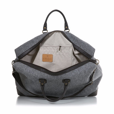 Stone Grey Wool Felt and Pebble Leather Weekender