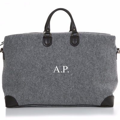 Stone Grey Wool Felt and Pebble Leather Weekender