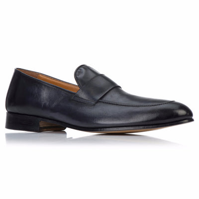 Loafers - 'Penniless' Loafer - Black Carbon Patina - Rovesciata Construction - La Ginevra Last