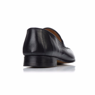 Loafers - 'Penniless' Loafer - Black Carbon Patina - Rovesciata Construction - La Ginevra Last