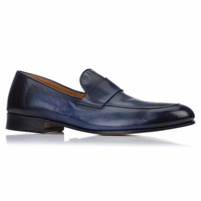 Loafers - 'Penniless' Loafer - Deep Ocean Patina - Rovesciata Construction - La Ginevra Last