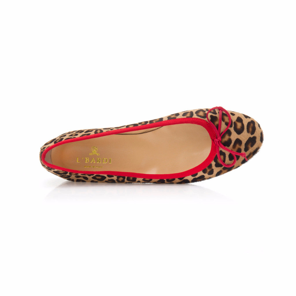 Leopard Print Calf Hair Leather Ballet Flat L bardi