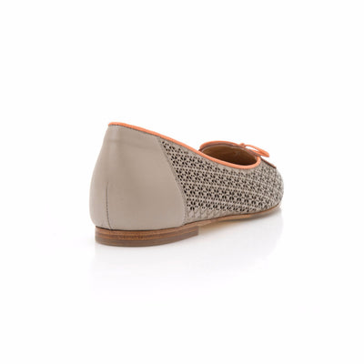 Stone Grey and Coral Leather Heart Shaped Ballet Flat
