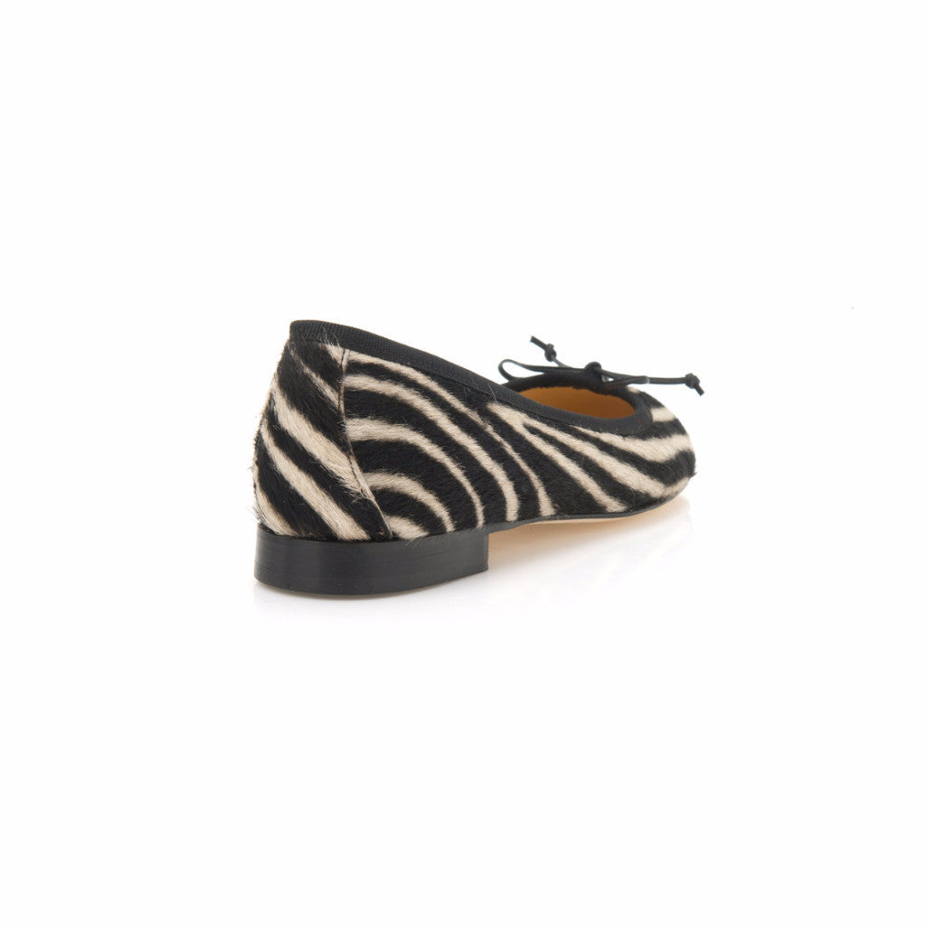Zebra Print Calf Hair Leather Ballet Flat