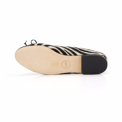 Zebra Print Calf Hair Leather Ballet Flat