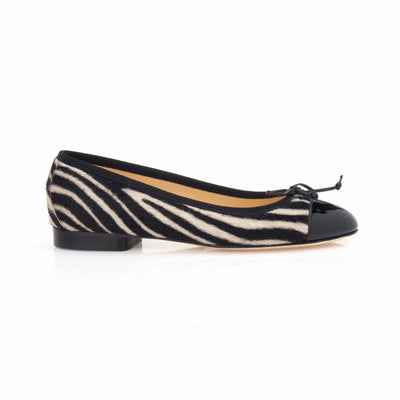 Zebra Print Calf Hair Leather Ballet Flat