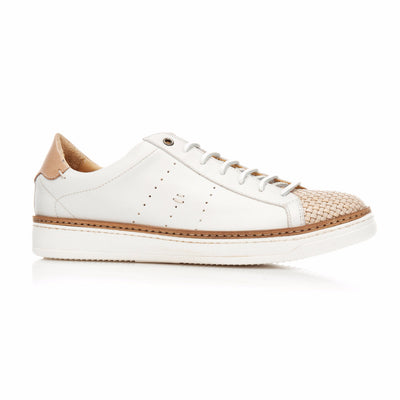 Bianco and Sabbia Hand Woven Leather Sneaker