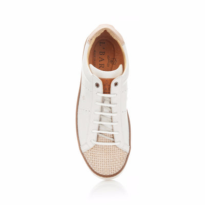 Bianco and Sabbia Hand Woven Leather Sneaker
