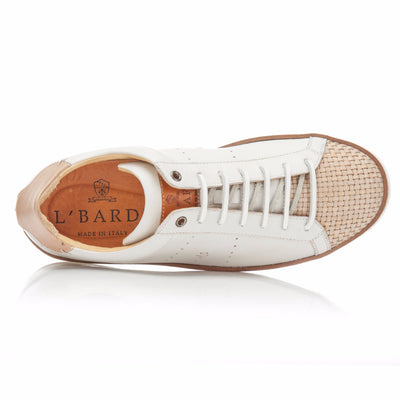 Bianco and Sabbia Hand Woven Leather Sneaker