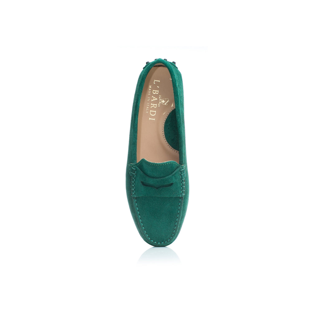 Women's Emerald Green Suede Loafers L'bardi Women's Emerald Green Suede Loafers L'bardi