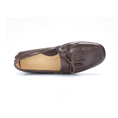 Kiltie Loafer in Espresso Shrunken Baby Calf Leather