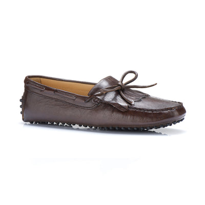 Kiltie Loafer in Espresso Shrunken Baby Calf Leather