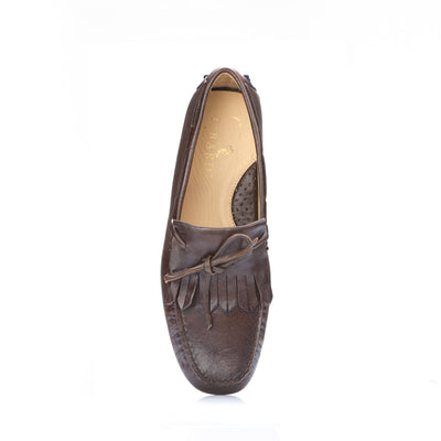 Kiltie Loafer in Espresso Shrunken Baby Calf Leather