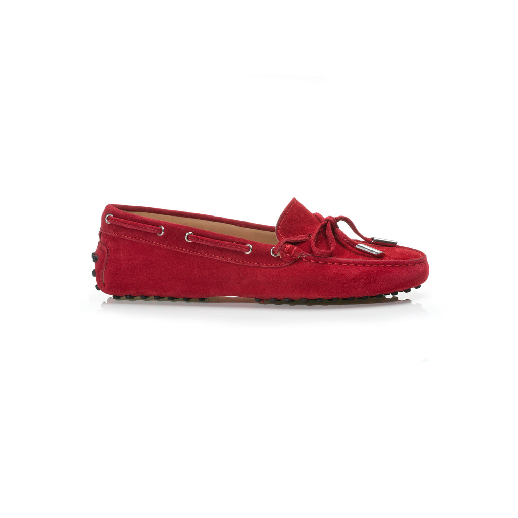 Ladies red suede loafers online
