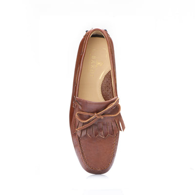 Kiltie Loafer in Chestnut Shrunken Baby Calf Leather