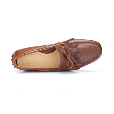 Kiltie Loafer in Chestnut Shrunken Baby Calf Leather