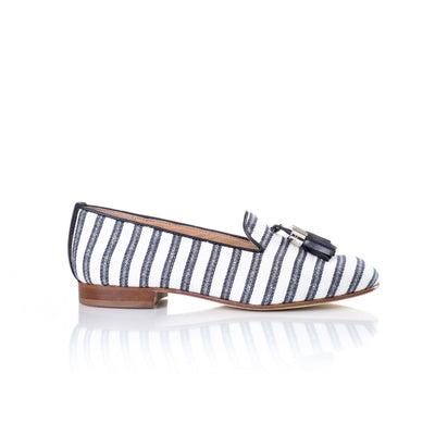 Navy Stripe Smoking Slippers