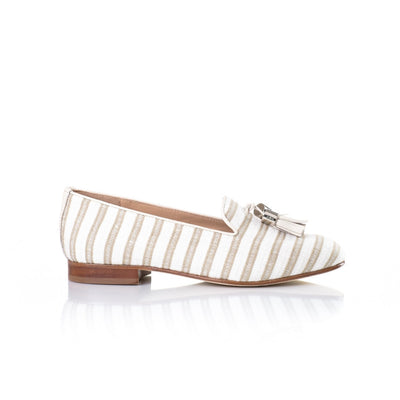 Tan Stripe Smoking Slippers